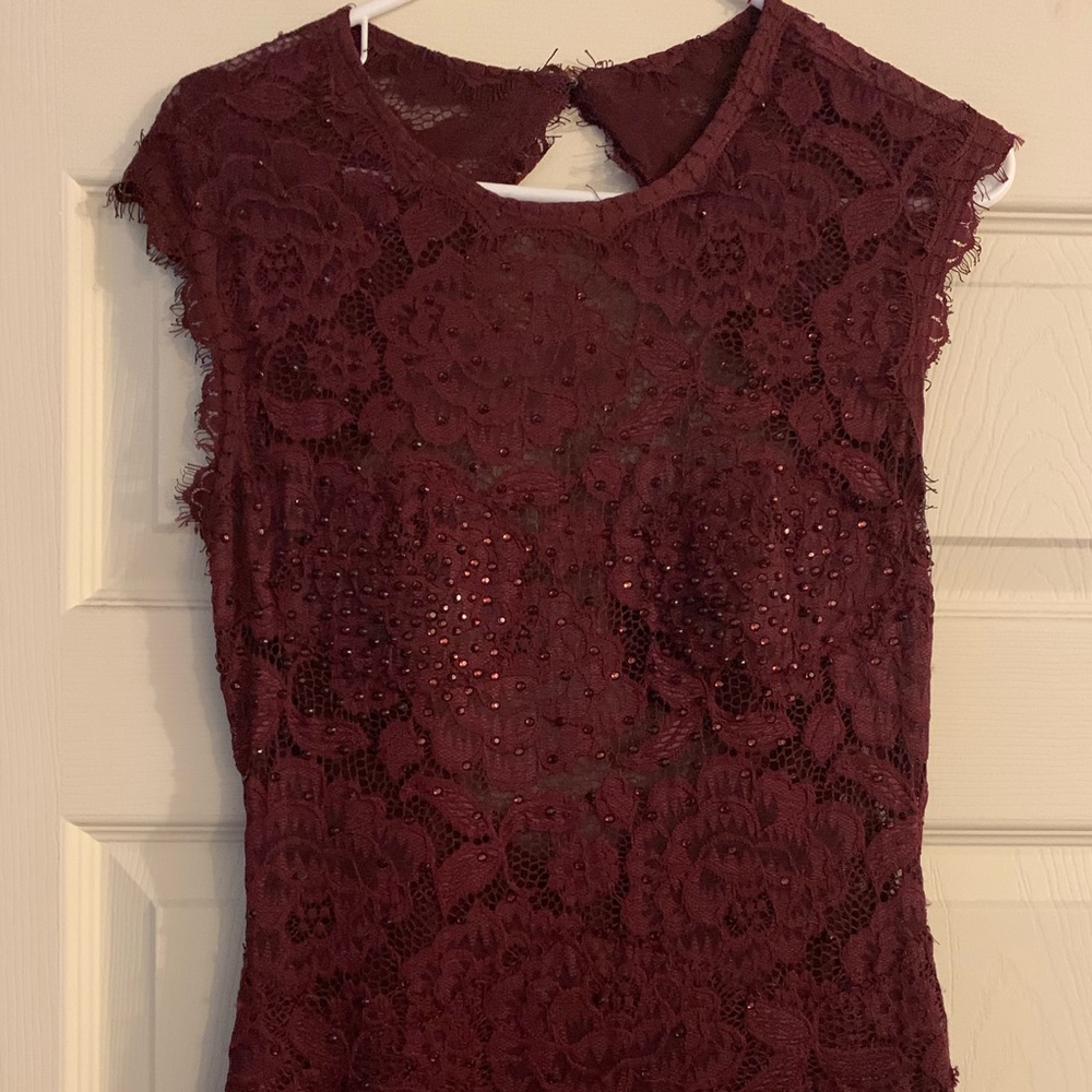 Burgundy long mermaid style prom dress